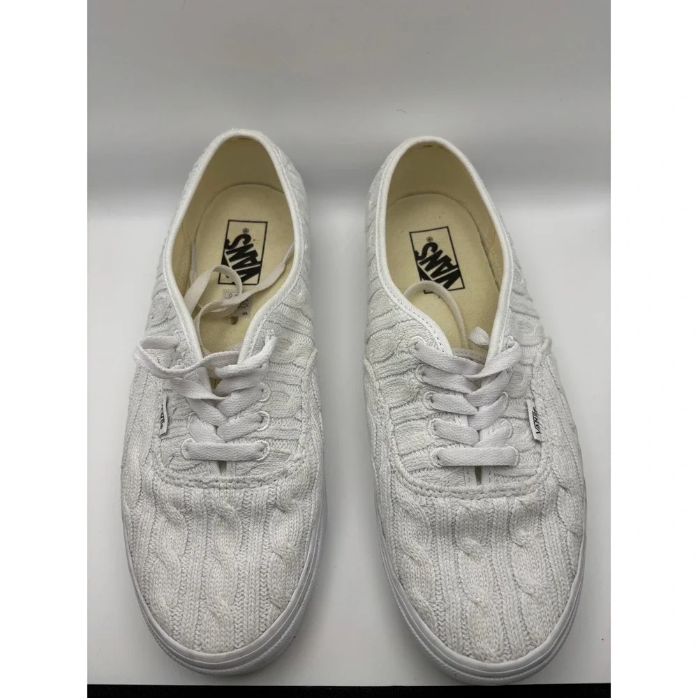 Vans Authentic Sneakers Mens 9.5/ Womens 11 White Cable Knit Quilted Low Top
